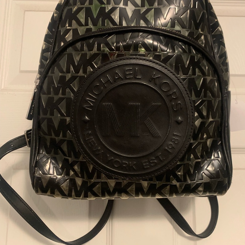Michael Kors Black Logo Medium Backpack